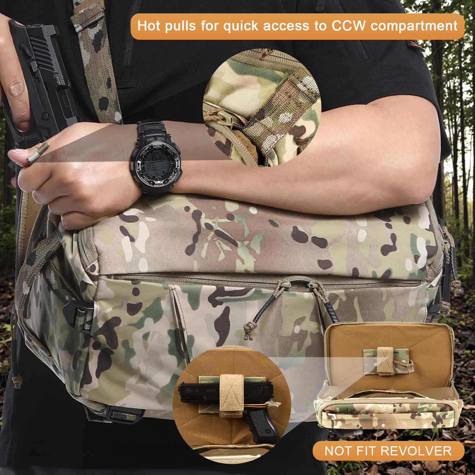Votagoo Outdoor 13L Tactical Sling Bag 500D Nylon Military Shoulder Pouches