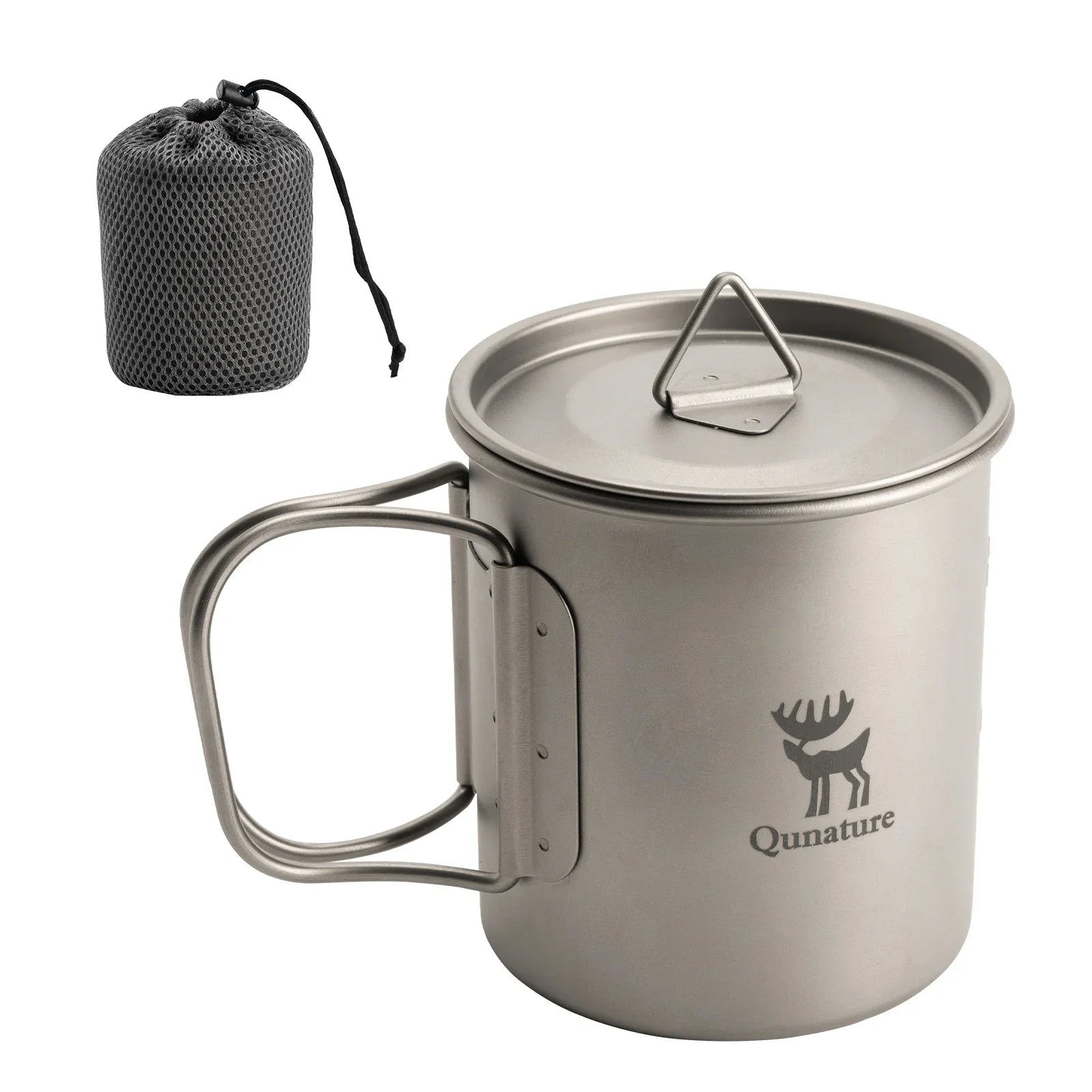 Pure Titanium Folding Mug Lightweight Durable with Lid for Outdoor Camping