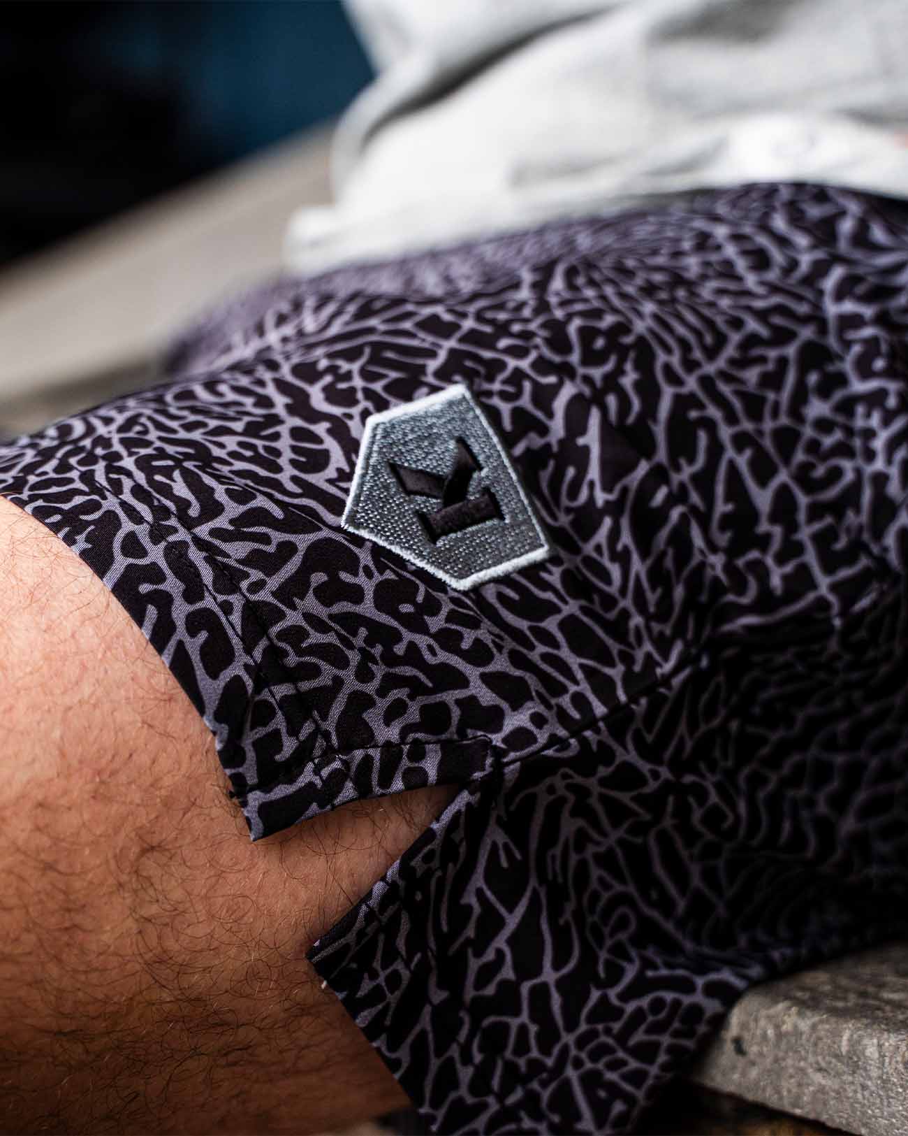 Black/Gray Elephant Print Training Shorts