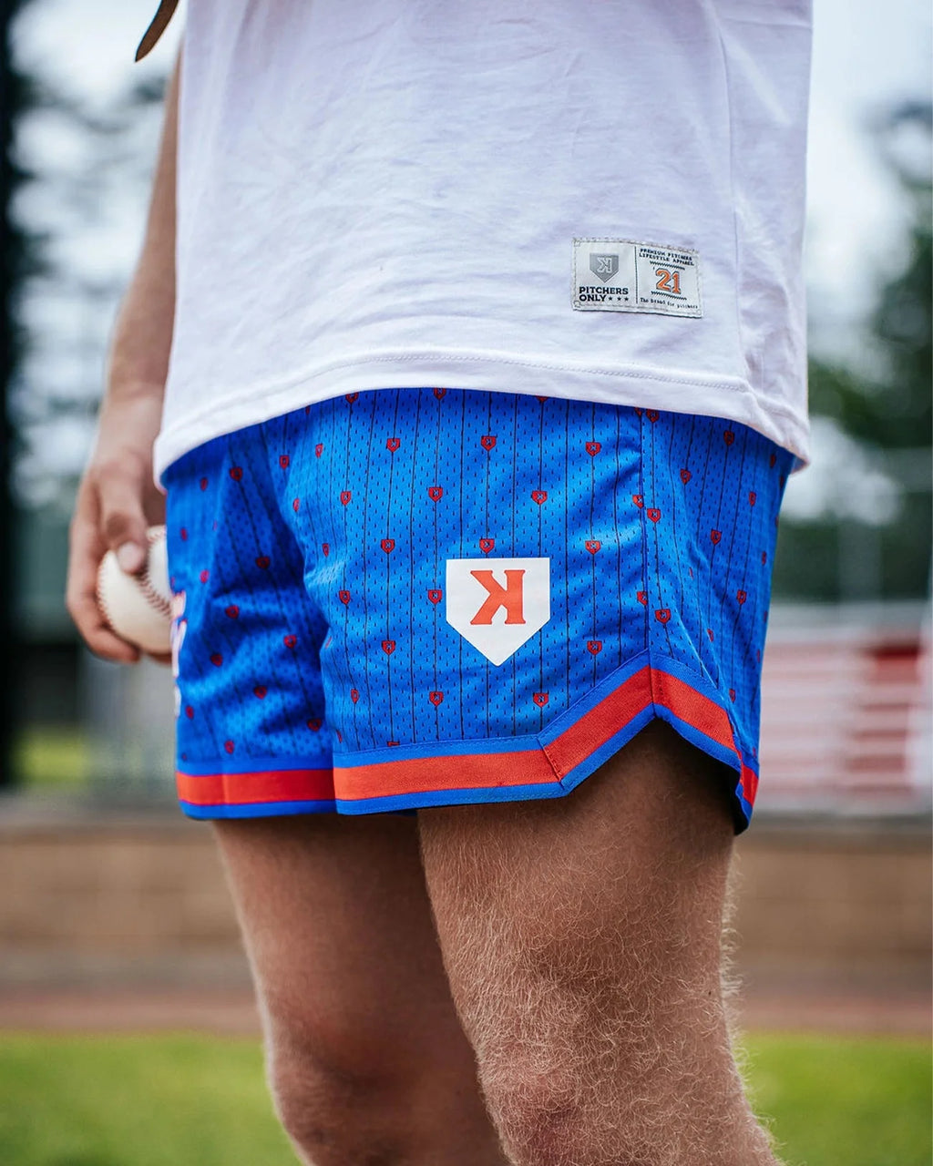 Youth Mesh Pinstripe Shorts - Blue/Red