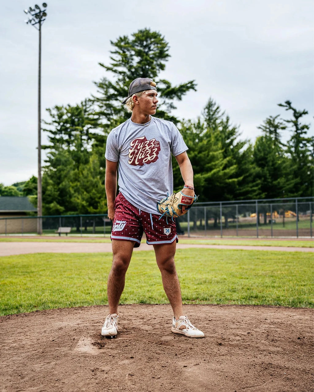 Youth Mesh Pinstripe Shorts - Maroon/Sky Blue