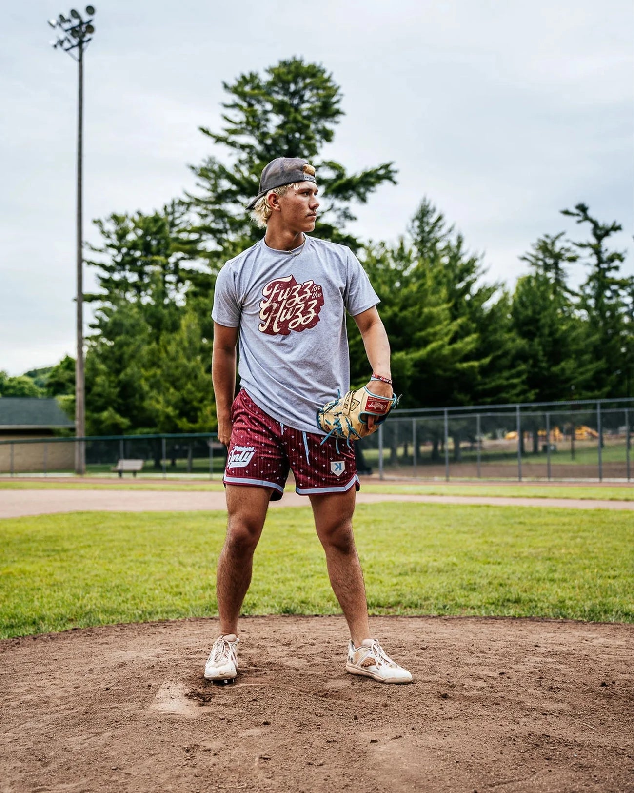 Youth Mesh Pinstripe Shorts - Maroon/Sky Blue