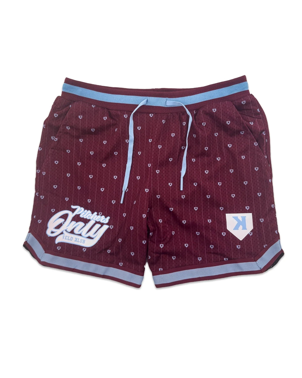 Youth Mesh Pinstripe Shorts - Maroon/Sky Blue