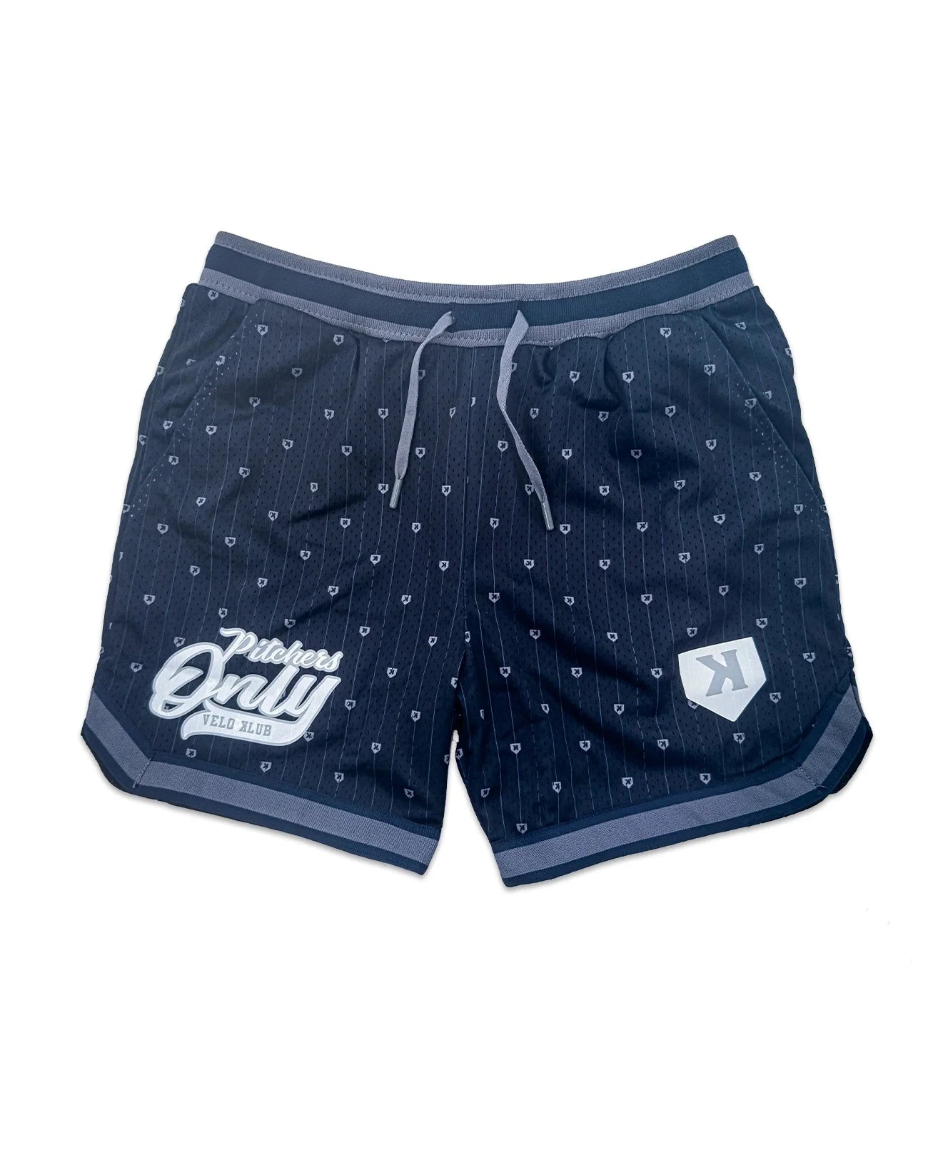 Mesh Pinstripe Shorts - Navy/Gray